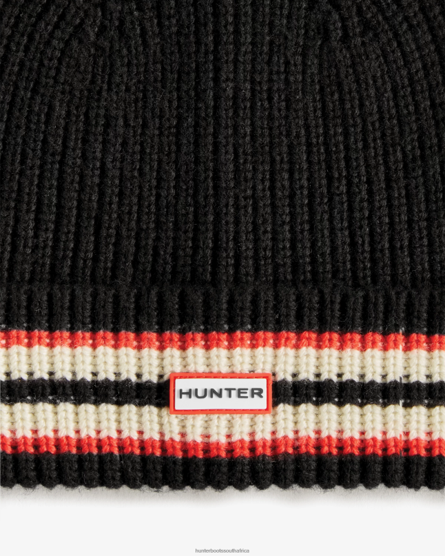 Men Branded Stripe Cuff Beanie 8D4VJ617 Hunter Black