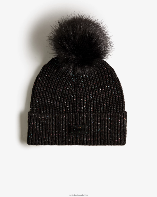 Men Glitter Lurex Pompom Beanie 8D4VJ483 Hunter Black Multi