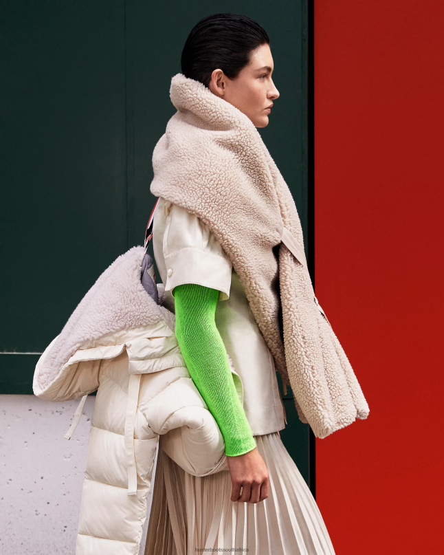 Men Wanderer Vegan Shearling Pull Through Scarf 8D4VJ496 Hunter White Willow