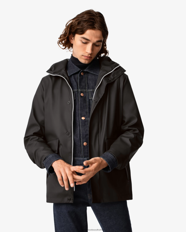 Men Lightweight Waterproof Rain Jacket 8D4VJ601 Hunter Black