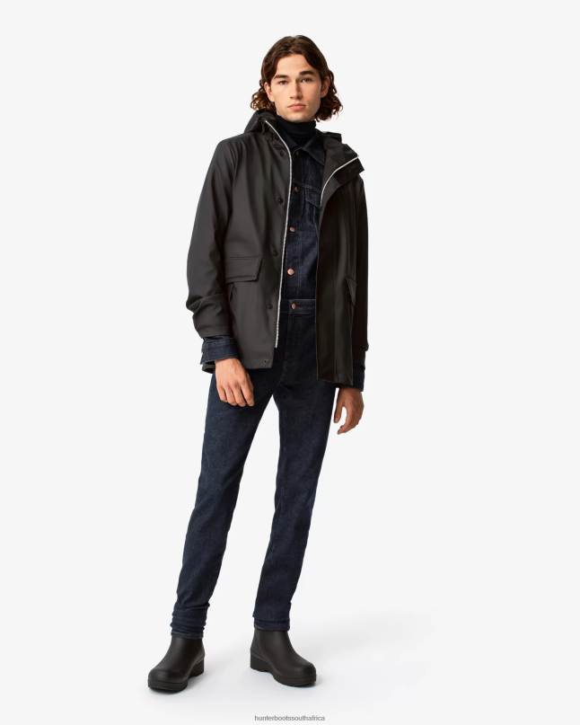 Men Lightweight Waterproof Rain Jacket 8D4VJ601 Hunter Black