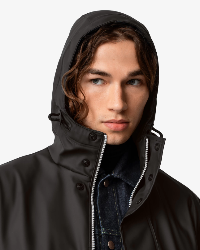 Men Lightweight Waterproof Rain Jacket 8D4VJ601 Hunter Black