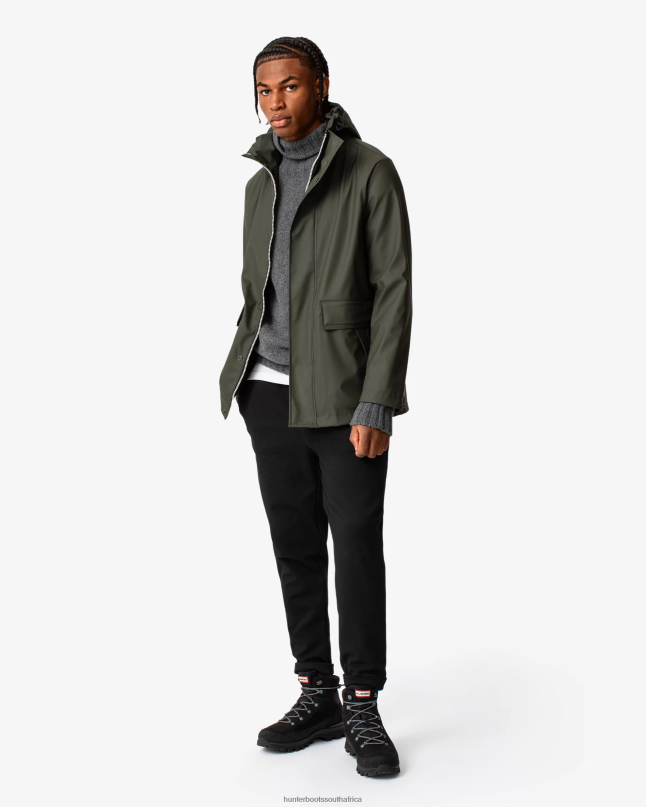 Men Lightweight Waterproof Rain Jacket 8D4VJ609 Hunter Dark Olive