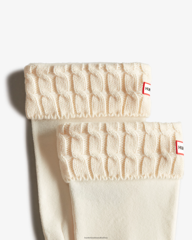 Women 6 Stitch Cable Knitted Cuff Tall Boot Socks 8D4VJ475 Hunter White