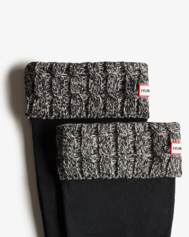 Women 6 Stitch Cable Knitted Cuff Tall Boot Socks 8D4VJ500 Hunter Black/Grey
