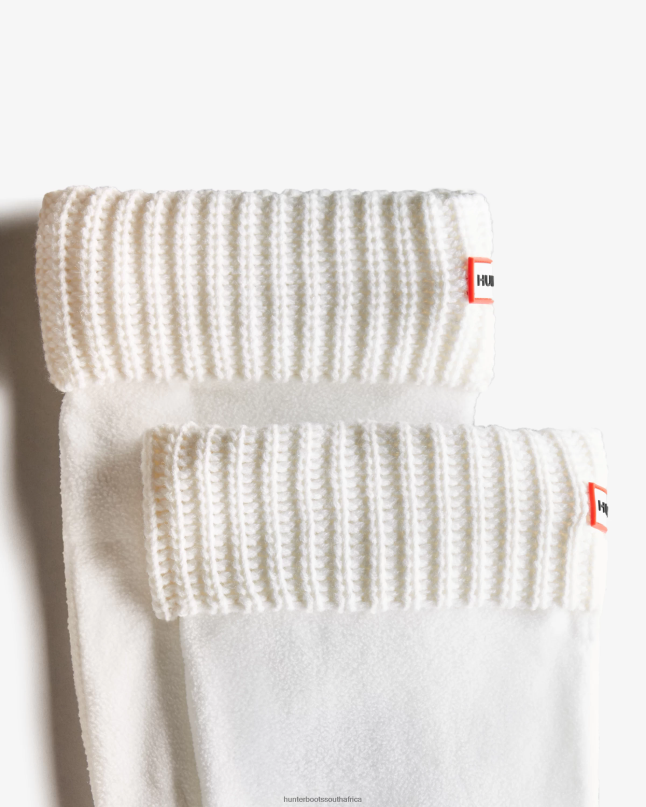 Women Half Cardigan Knitted Cuff Tall Boot Socks 8D4VJ473 Hunter White