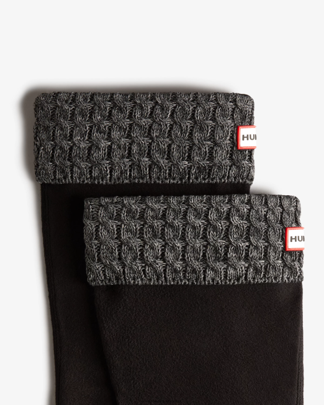 Women Recycled 6 Stitch Knitted Cuff Wide Tall Boot Socks 8D4VJ410 Hunter