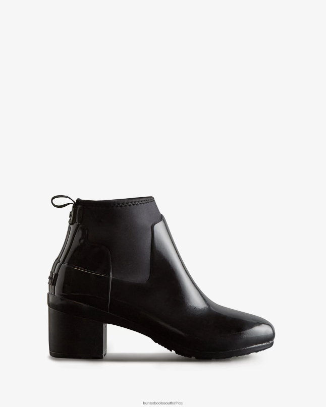 Women Refined Slim Fit Gloss Mid Heel Boots 8D4VJ296 Hunter Black