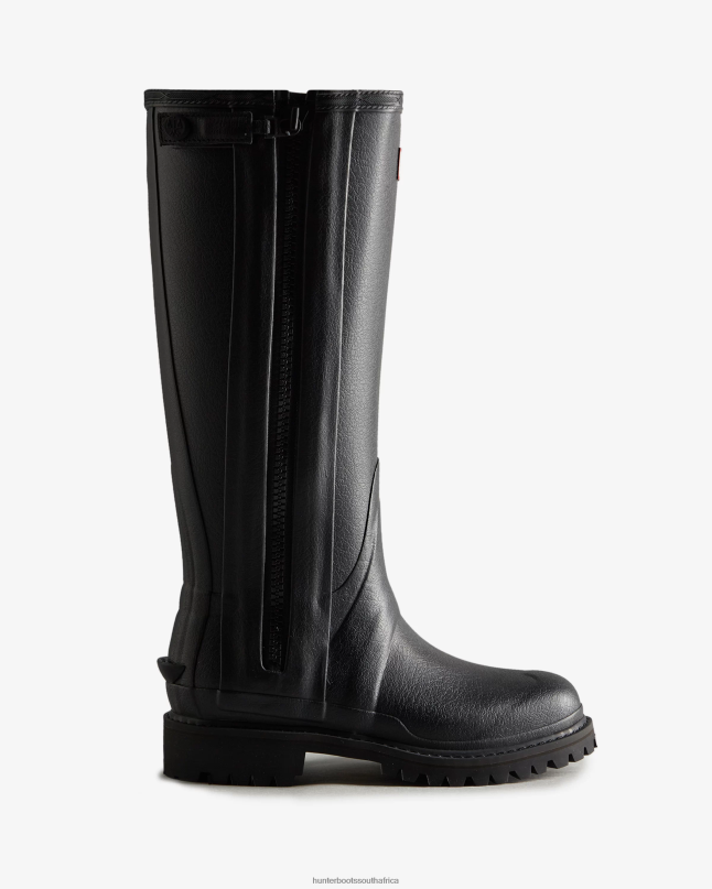 Women Balmoral Commando Rubber Zip Tall Rain Boots 8D4VJ317 Hunter Black