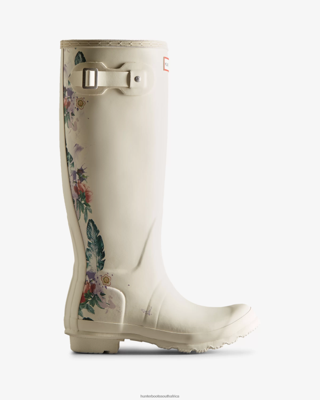 Women Botanical Print Tall Rain Boots 8D4VJ73 Hunter Shaded White