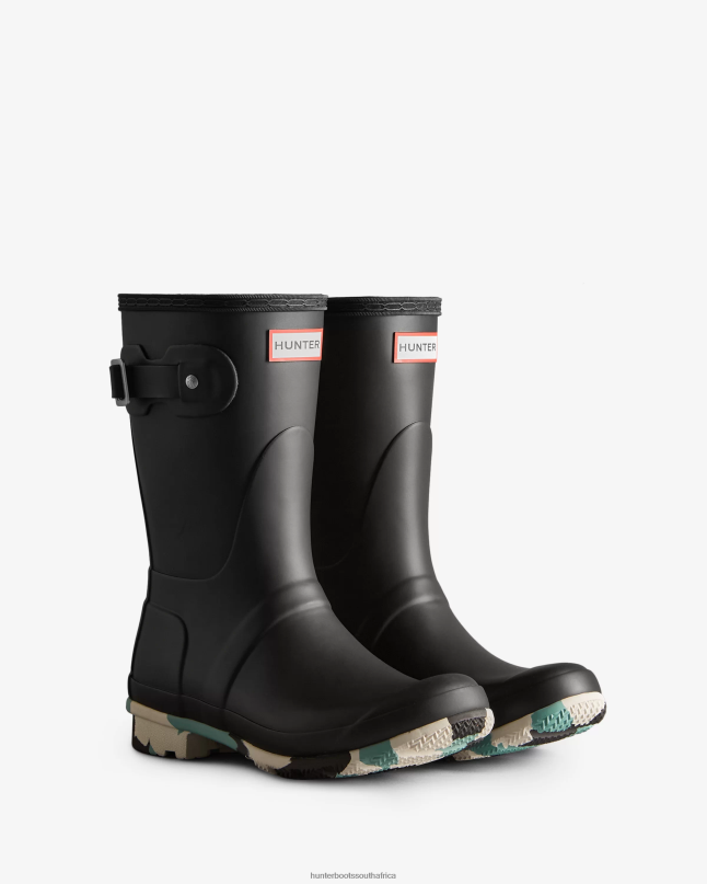 Women Colour Splash Sole Short Rain Boots 8D4VJ131 Hunter Black/White Willow/Birseye Blue