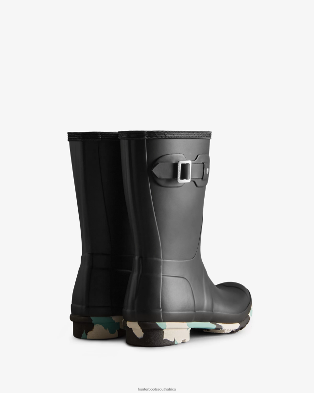 Women Colour Splash Sole Short Rain Boots 8D4VJ131 Hunter Black/White Willow/Birseye Blue