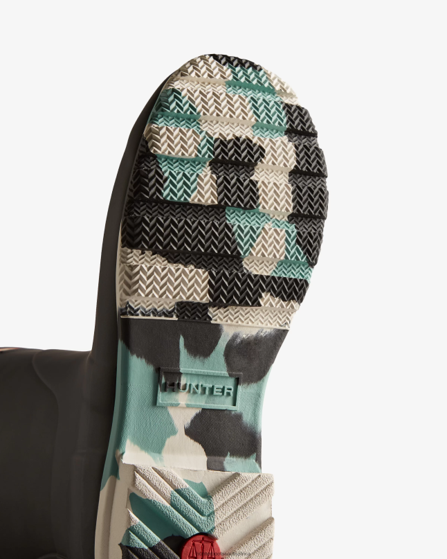 Women Colour Splash Sole Short Rain Boots 8D4VJ131 Hunter Black/White Willow/Birseye Blue