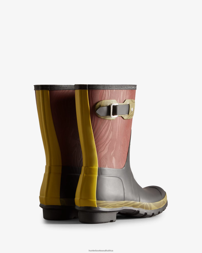 Women Erosion Texture Patchwork Short Rain Boots 8D4VJ316 Hunter Erosion Texture Patchwork