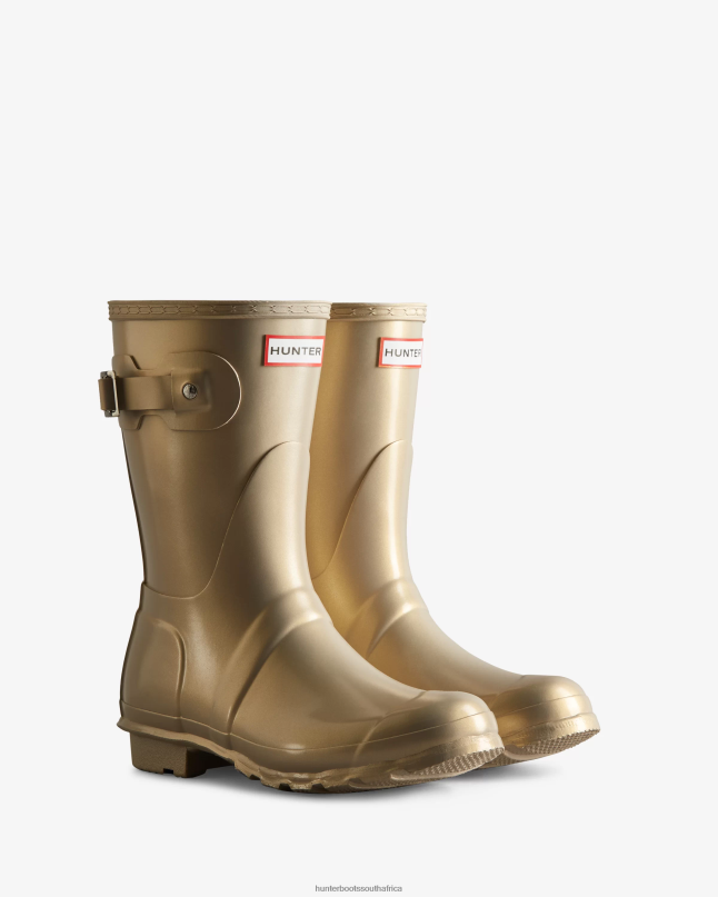Women Nebula Short Rain Boots 8D4VJ156 Hunter Pale Gold