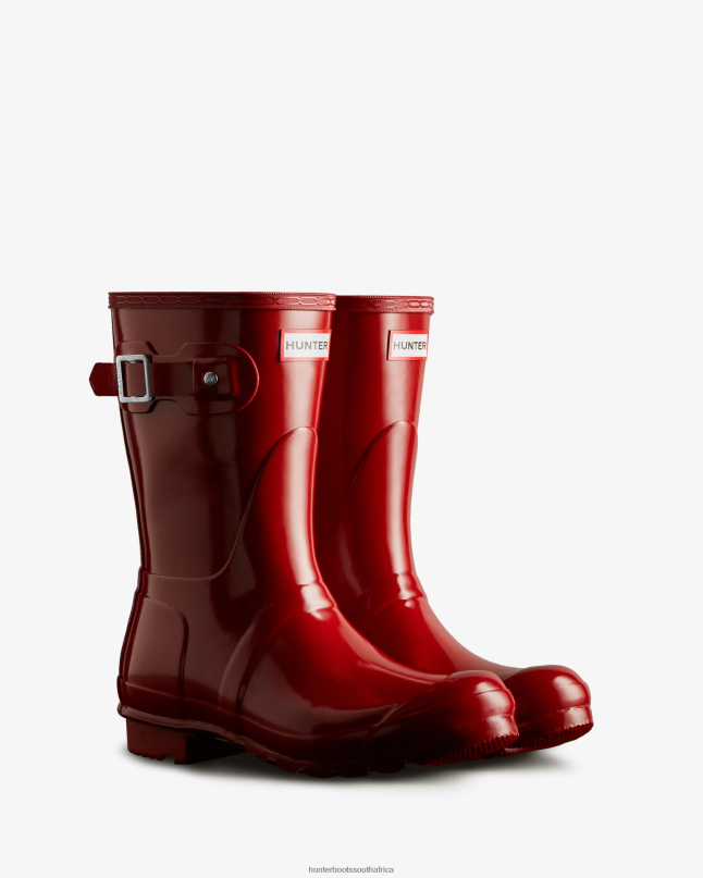 Women Original Short Gloss Rain Boots 8D4VJ74 Hunter Military Red