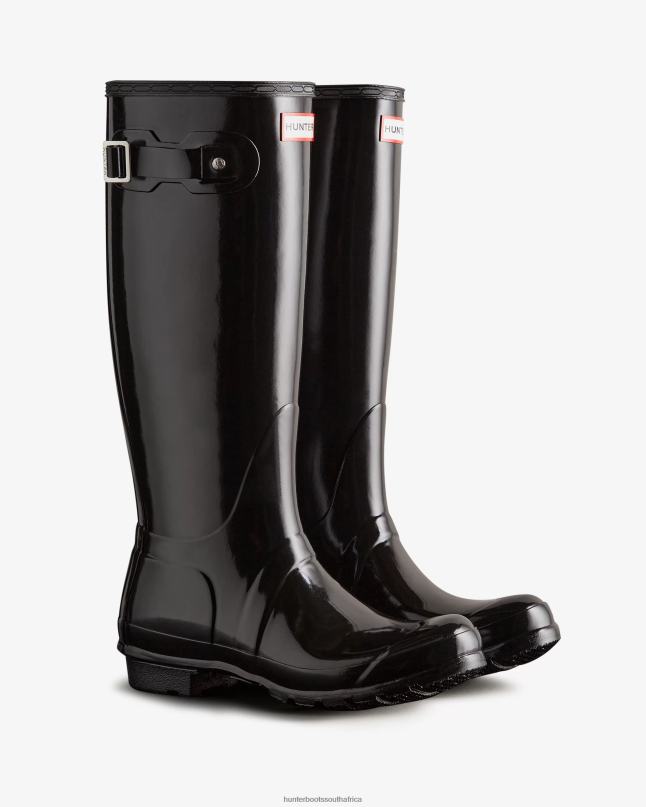 Women Original Tall Gloss Rain Boots 8D4VJ55 Hunter Black