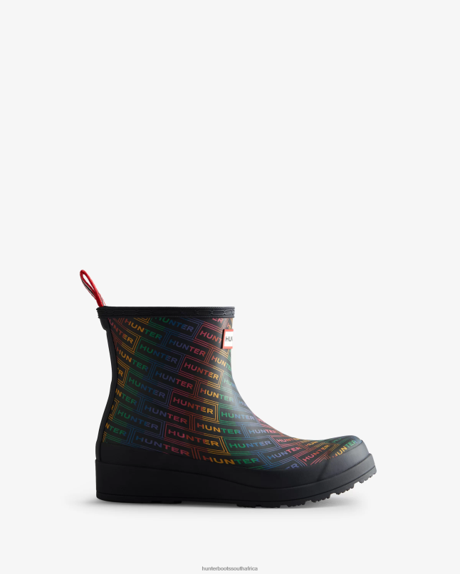 Women Play Short Rainbow Logo Print Rain Boots 8D4VJ315 Hunter Logo Rainbow Xray Navy