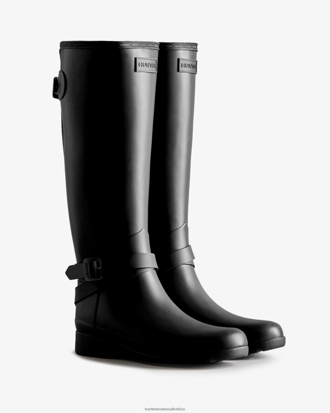 Women Refined Slim Fit Adjustable Tall Rain Boots 8D4VJ94 Hunter Black