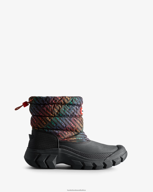 Women Intrepid Insulated Short Logo Print Snow Boots 8D4VJ151 Hunter Logo Rainbow Xray Navy