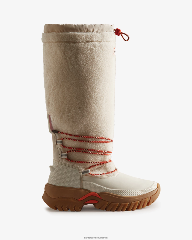 Women Wanderer Vegan Shearling Insulated Tall Snow Boots 8D4VJ209 Hunter White Willow/Gum