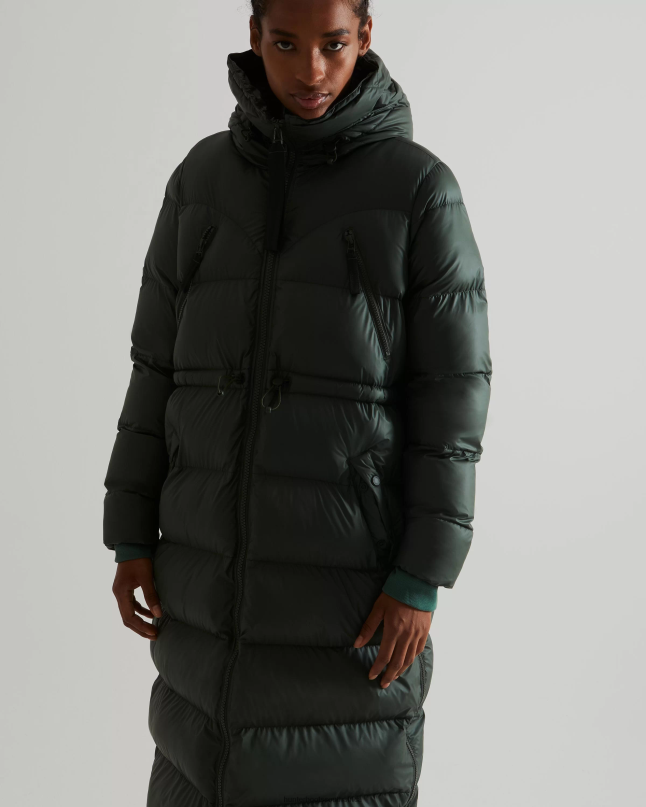 Women Insulated Rubberized Long Puffer Coat 8D4VJ369 Hunter Arctic Moss Green