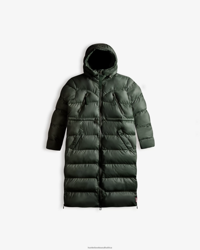 Women Insulated Rubberized Long Puffer Coat 8D4VJ369 Hunter Arctic Moss Green