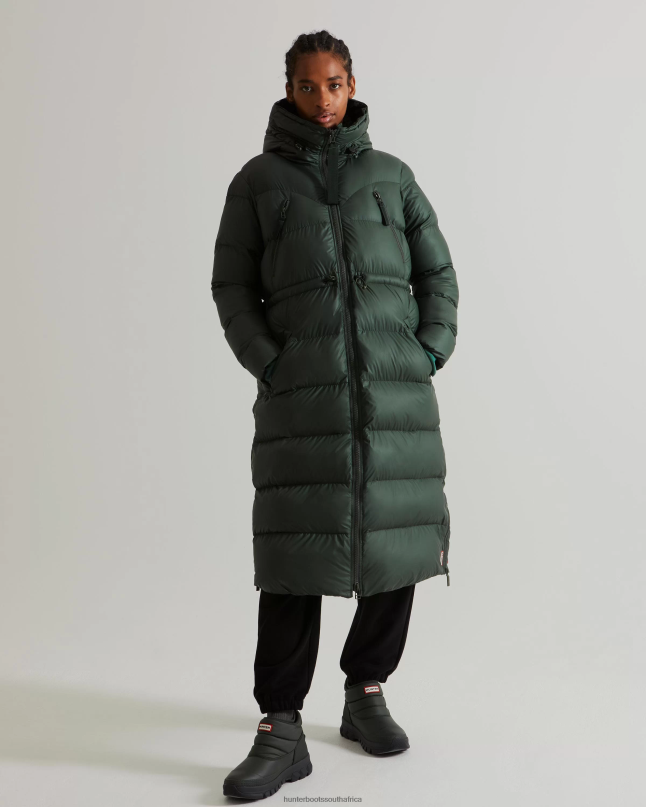 Women Insulated Rubberized Long Puffer Coat 8D4VJ369 Hunter Arctic Moss Green