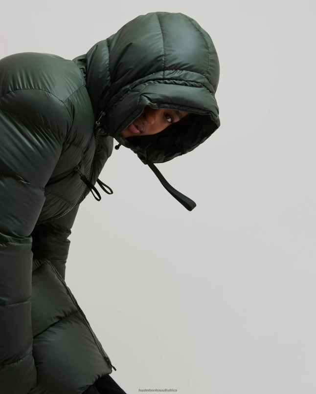 Women Insulated Rubberized Long Puffer Coat 8D4VJ369 Hunter Arctic Moss Green