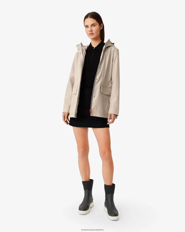 Women Lightweight Waterproof Rain Jacket 8D4VJ333 Hunter Skimming Stone