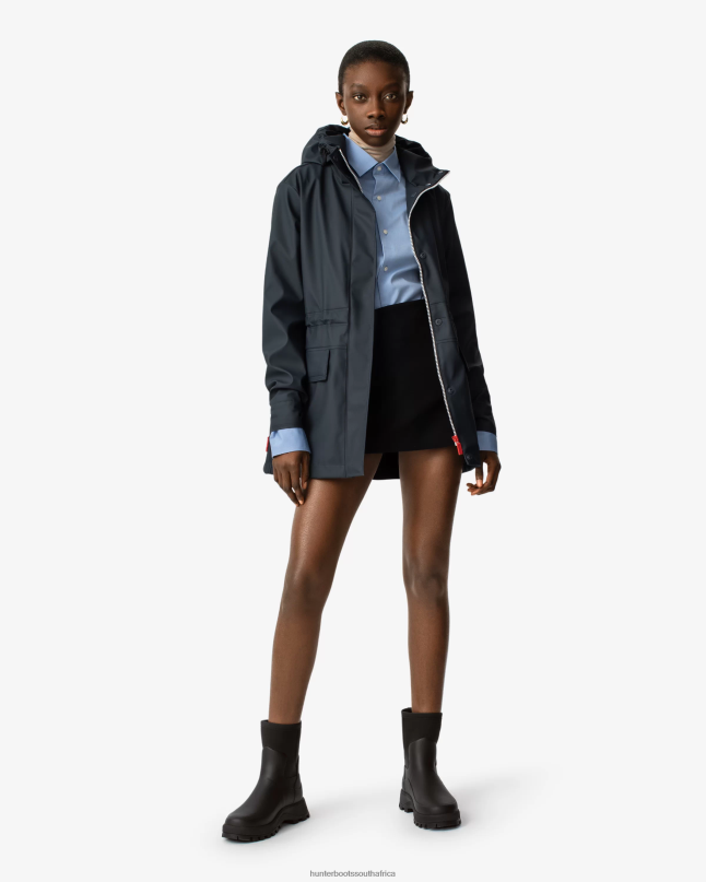 Women Lightweight Waterproof Rain Jacket 8D4VJ337 Hunter Navy