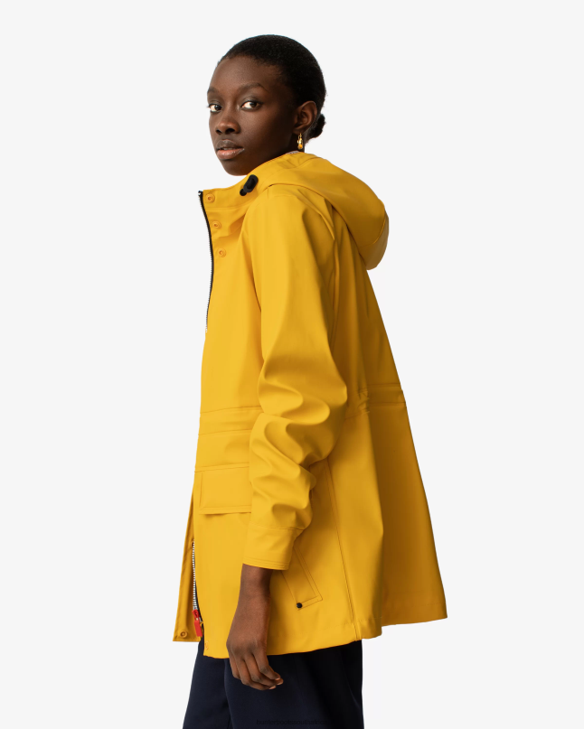 Women Lightweight Waterproof Rain Jacket 8D4VJ338 Hunter Yellow