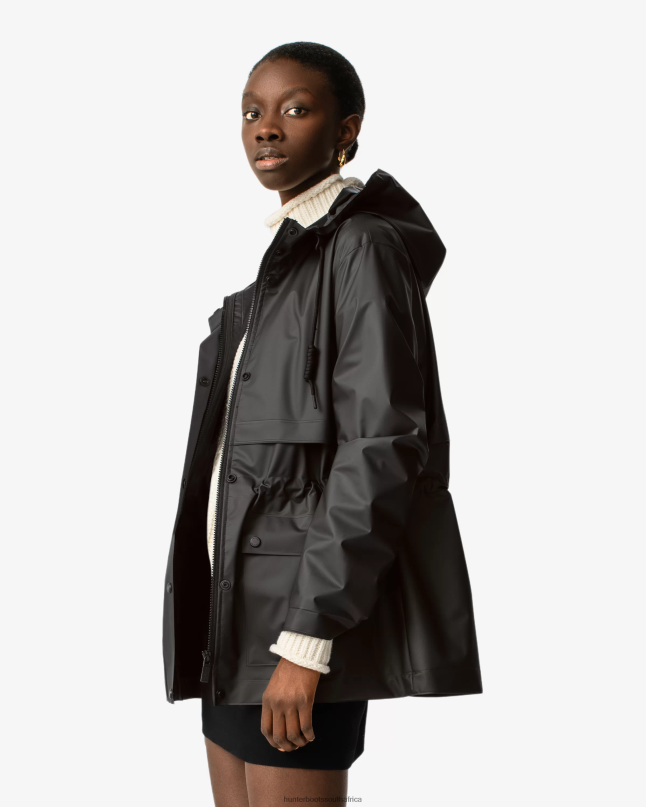 Women Play Transparent Vinyl Waterproof Jacket 8D4VJ353 Hunter Black