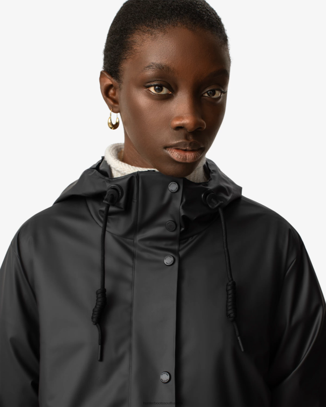 Women Play Transparent Vinyl Waterproof Jacket 8D4VJ353 Hunter Black