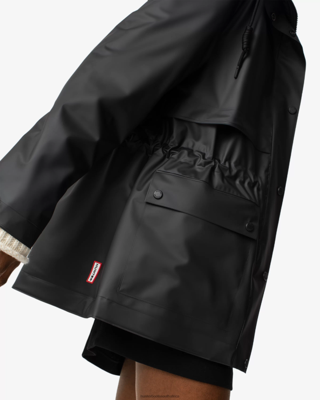 Women Play Transparent Vinyl Waterproof Jacket 8D4VJ353 Hunter Black