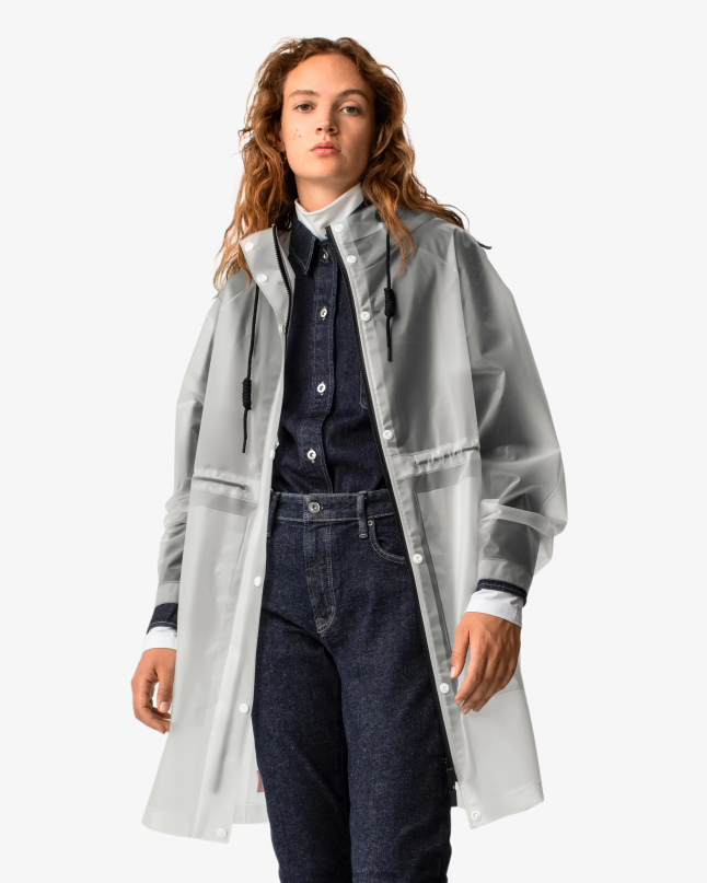 Women Play Transparent Vinyl Waterproof Parka 8D4VJ340 Hunter White