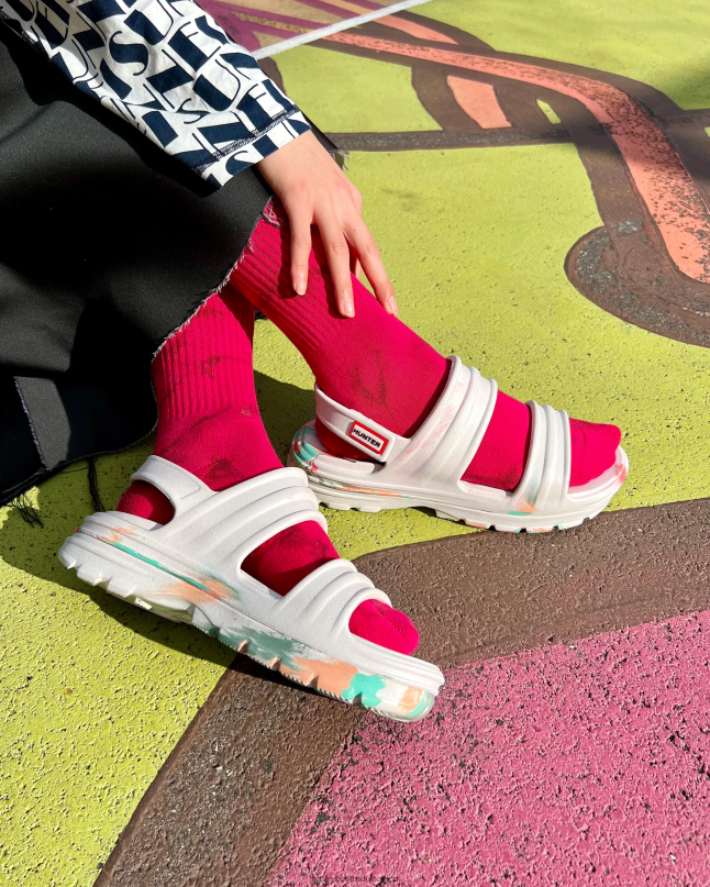 Women BLOOM Marble Sandal 8D4VJ244 Hunter White