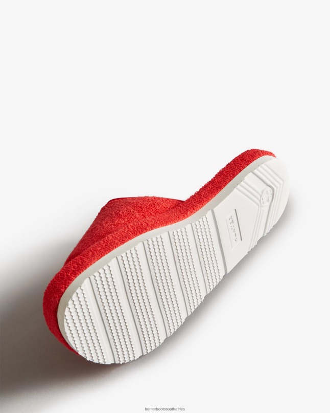 Women Terry Towelling Beach Platform Adjustable Slide 8D4VJ326 Hunter Red