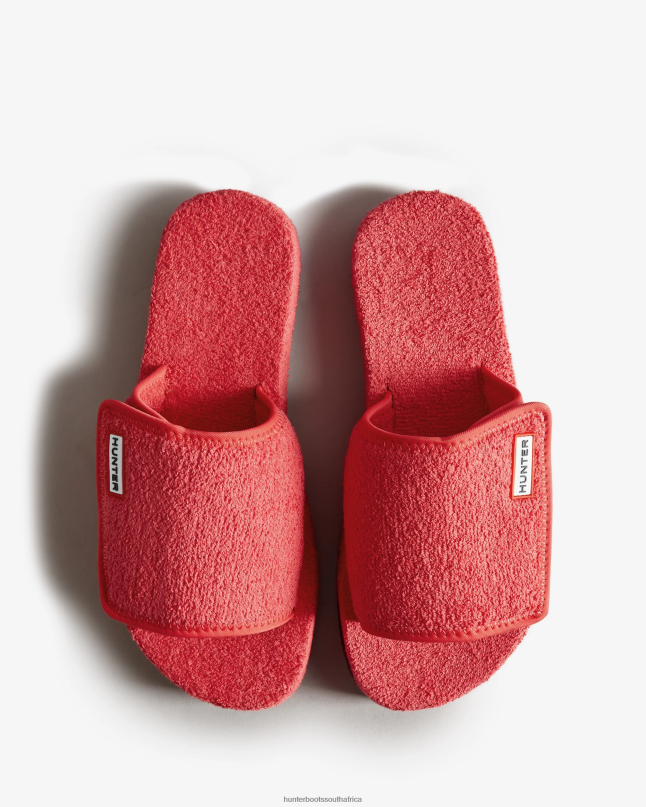 Women Terry Towelling Beach Platform Adjustable Slide 8D4VJ327 Hunter Rowan Pink
